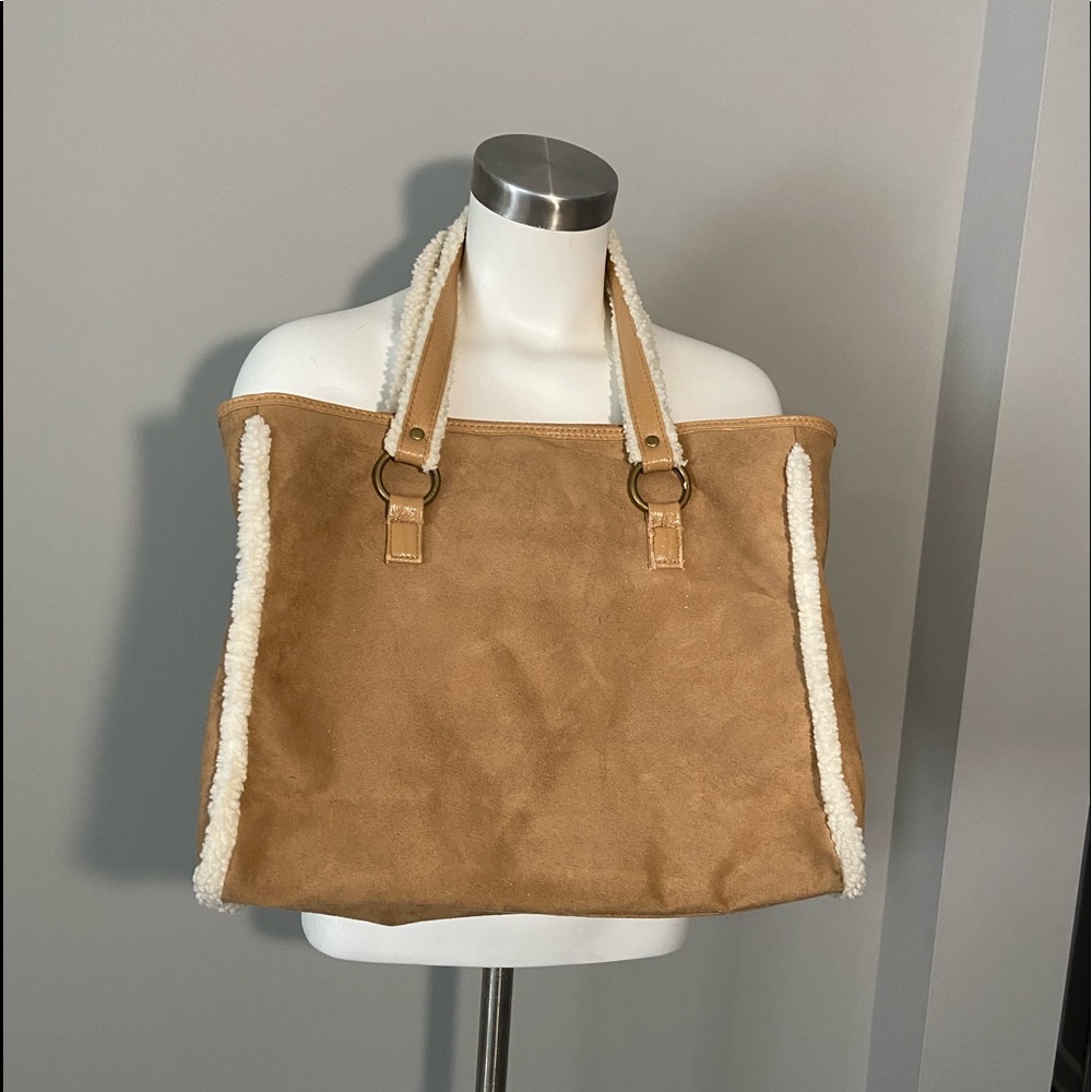 Bath & Body Bag brown and cream, faux suede, Gently used, good condition - Picture 2 of 6
